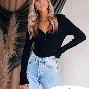 VICI Ribbed Henley Top (Size L)